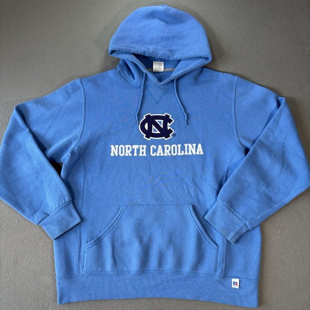 North Carolina Tar Heels Hoodie Y2K Russell athletics Mens M NCAA Baggy Blue VTG